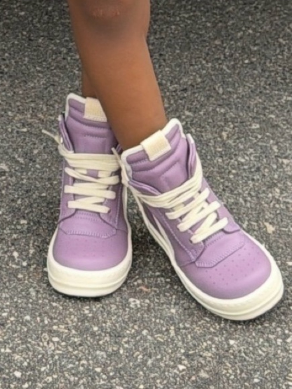 Rick Owens Lilac High-Top Kids Sneakers with Cream Soles

*I took soles out